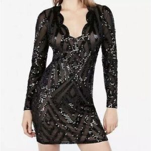 Express black and sheer sequin dress